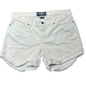 Lucky Brand Cream Corduroy Shorts Size 10 Frayed Hem Casual